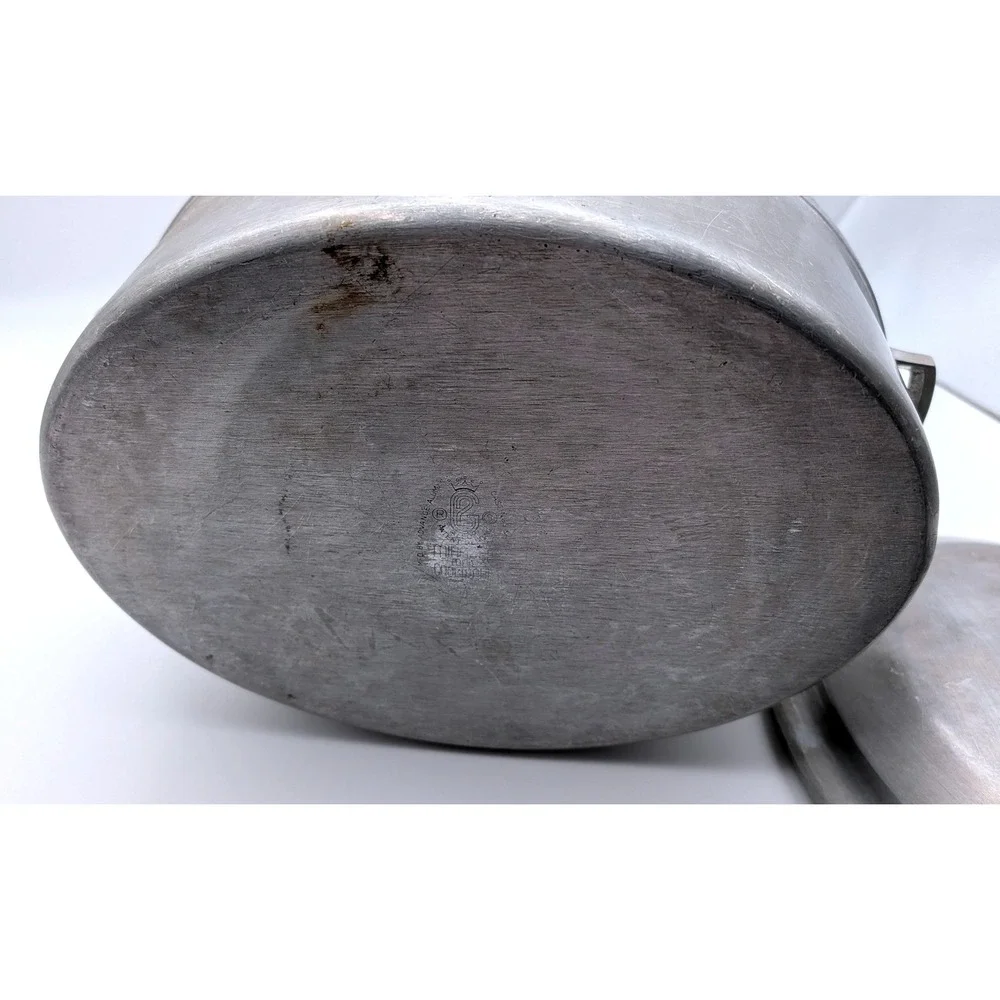 Vintage Miracle Maid G2 Cast Aluminum Oval Roaster Dutch Oven Basting Lid Silver